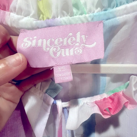 Sincerely Ours Pastel Watercolor Tiered Mini Dress XS from Revolve - Picture 9 of 10